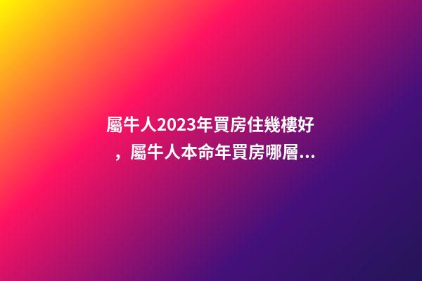 屬牛人2023年買房住幾樓好，屬牛人本命年買房哪層好